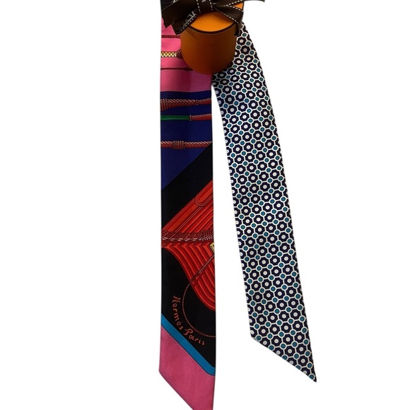 Hermes Clic Clac Cannage Silk Twilly Scarf - Picture 5 of 9